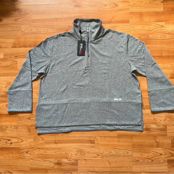 RLX Ralph Lauren womens Sz S Peached Golf Jersey Funnelneck pullover Grey Shirt - Picture 1 of 9